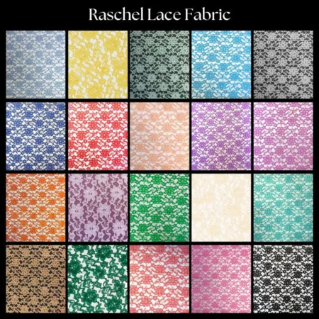 Elegant Raschel Lace Fabric – 60" Wide Polyester French Floral, Sold by the Yard