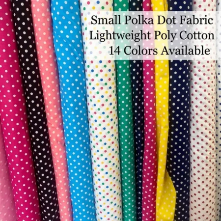 Small Polka Dot Fabric – Lightweight Poly Cotton – 14 Colors – By The Yard for DIY Sewing