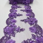 Beaded Lace with Pearls & Crystals – 3D Embroidered Lace Fabric, Trim, 22" Wide Table Runner – VT-34