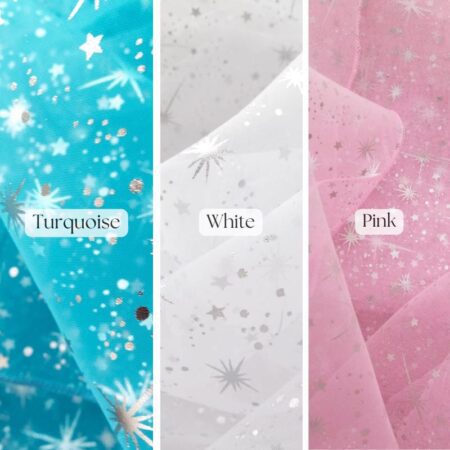 Star Bursts Sheer Organza Fabric – 58/60” Wide | Premium Quality for Sewing & Event Decor