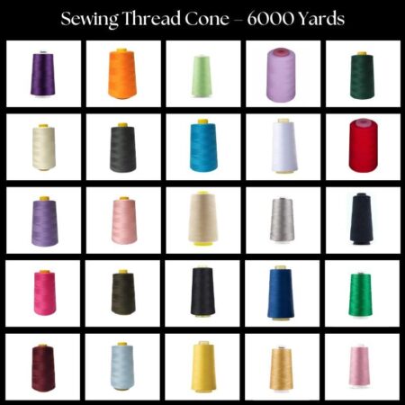 All-Purpose Polyester Sewing Thread Cone – 6000 Yards for Machine, Hand Sewing, Overlock & Spun Thread