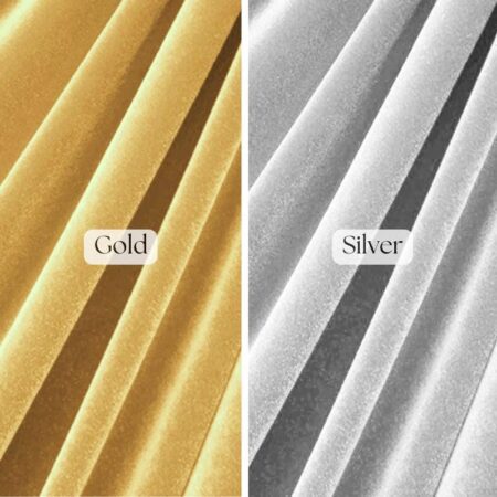 Metallic Gold and Silver Stretch Velvet – Soft and Shiny Fabric for Costumes, Event Decor & DIY Projects