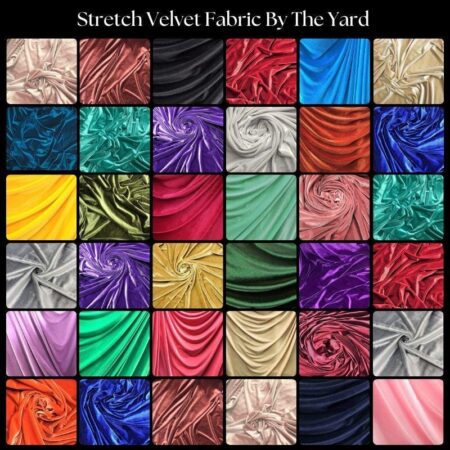 Soft Stretch Velvet Fabric by the Yard – 58" Wide | 4-Way Stretch Velour for Costumes, Curtains, Bows, Backdrops & Headbands