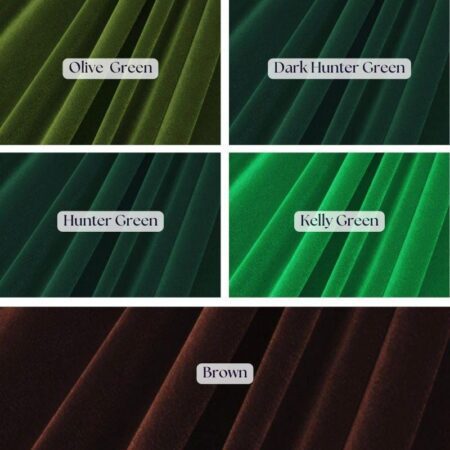 Earthy Tones Stretch Velvet – Olive, Hunter & Dark Green Velvet Fabric – Ideal for Apparel, Decor and Crafts