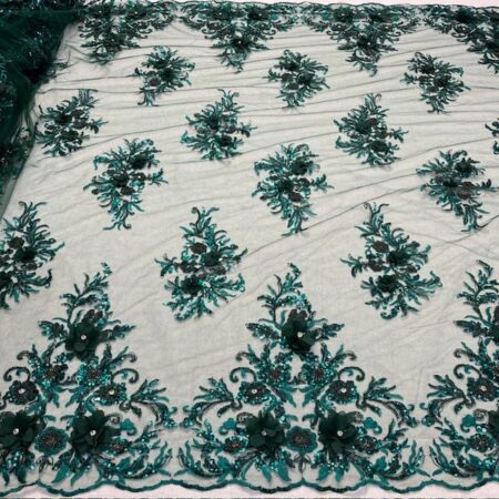 Premium 3D Beaded Lace Fabric for Dresses, Gowns – VT-32 by the Yard