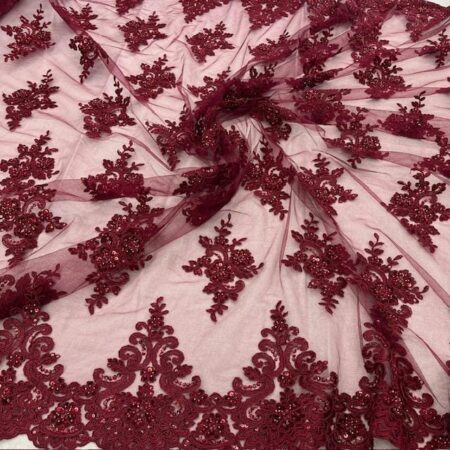 Luxury Beaded Lace Fabric – Embroidered Tulle for Bridal Dresses, Gowns & Special Occasion Sewing VT-31