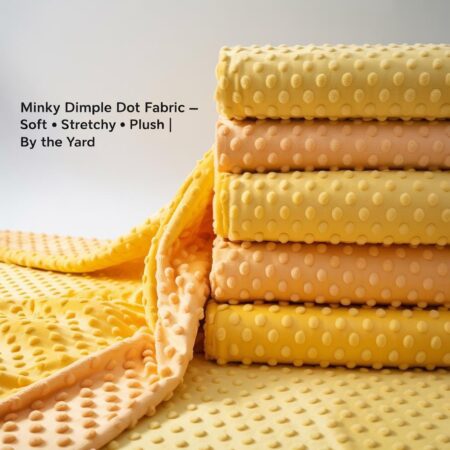 Minky Dimple Dot Fabric by the Yard – Soft & Stretchy Plush Fabric in Yellow, Copper, Orange, Banana, Mango Yellow and Canary Yellow
