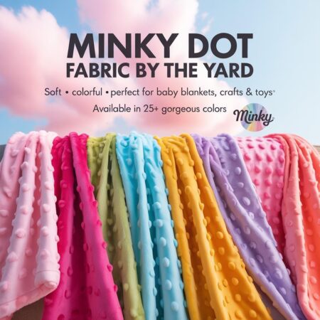 Minky Dot Fabric by the Yard - Soft Dimple Minky for Baby Blankets, Crafts, and Stuffed Toys - Smooth Minky Polka Dot Material
