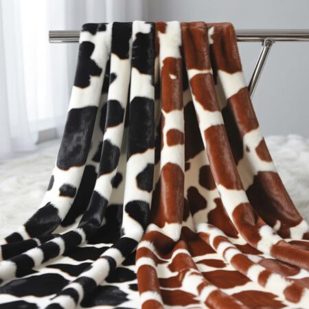 Velboa Faux Fur Fabric – Cow Animal Print, 58"/60" Wide, Soft & Stretchy by the Yard