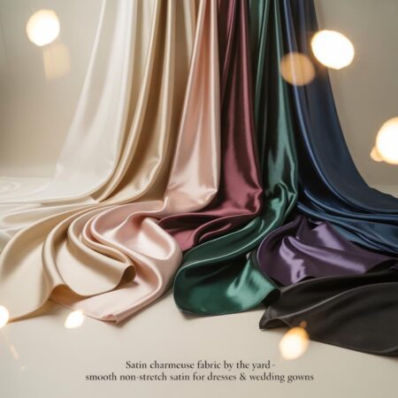 Satin Charmeuse Fabric by Yard – Smooth Non-Stretch Satin for Wedding Gowns, Lingerie, Dressmaking & Apparel