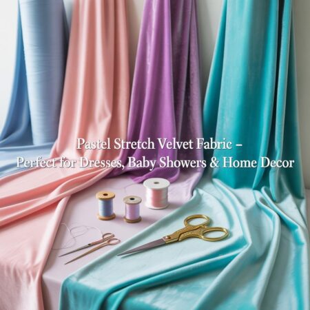 Pastel Stretch Velvet Fabric – Baby Blue, Pink, Orchid, Tiffany & Turquoise – Ideal for Dresses, Baby Showers and Decor