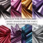 Metallic Foil Stretch Fabric by The Yard – Shiny Polyester Spandex 58/60” Wide | Sparkly Fabric for Costumes, Dancewear, Cosplay & Crafts